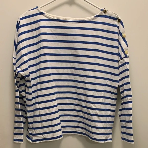 Striped Blue and White Long Sleeve Top - Picture 1 of 5